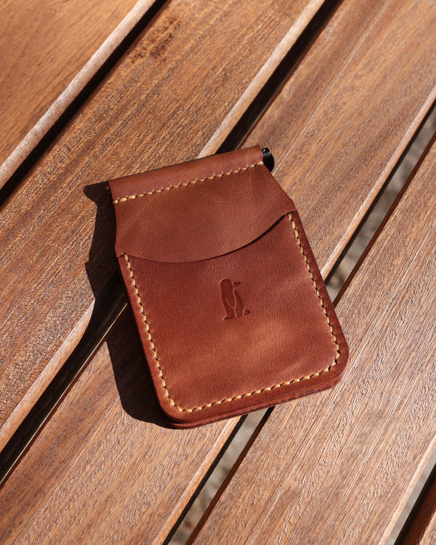 Para Klipsli Camel Deri Cüzdan