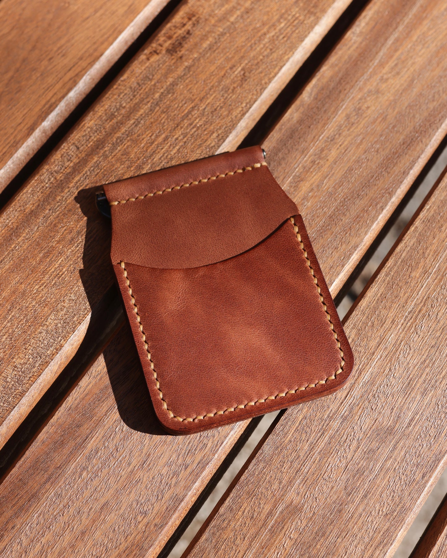 Para Klipsli Camel Deri Cüzdan