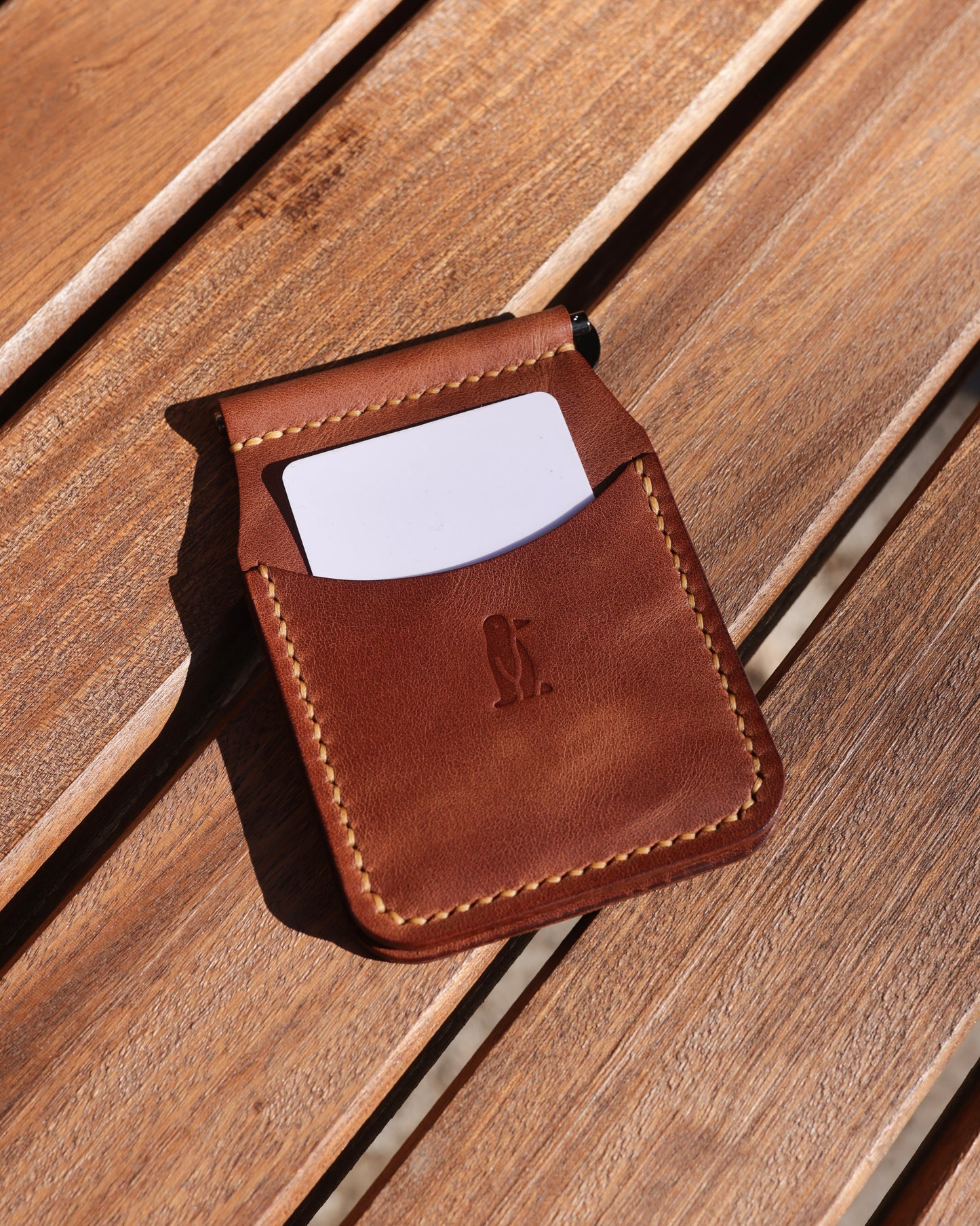 Para Klipsli Camel Deri Cüzdan