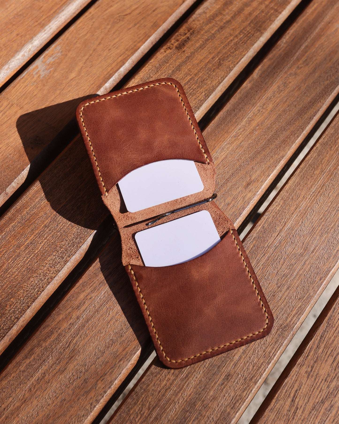 Para Klipsli Camel Deri Cüzdan