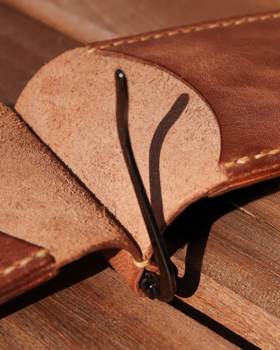 Para Klipsli Camel Deri Cüzdan