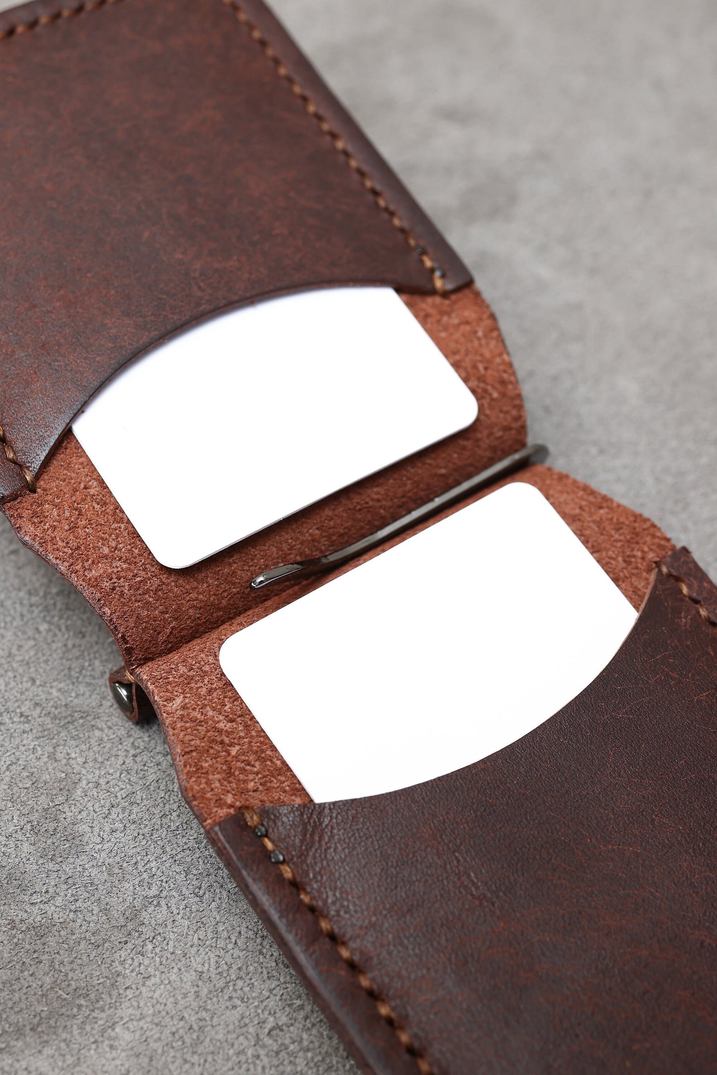 Para Klipsli Kahverengi Deri Cüzdan