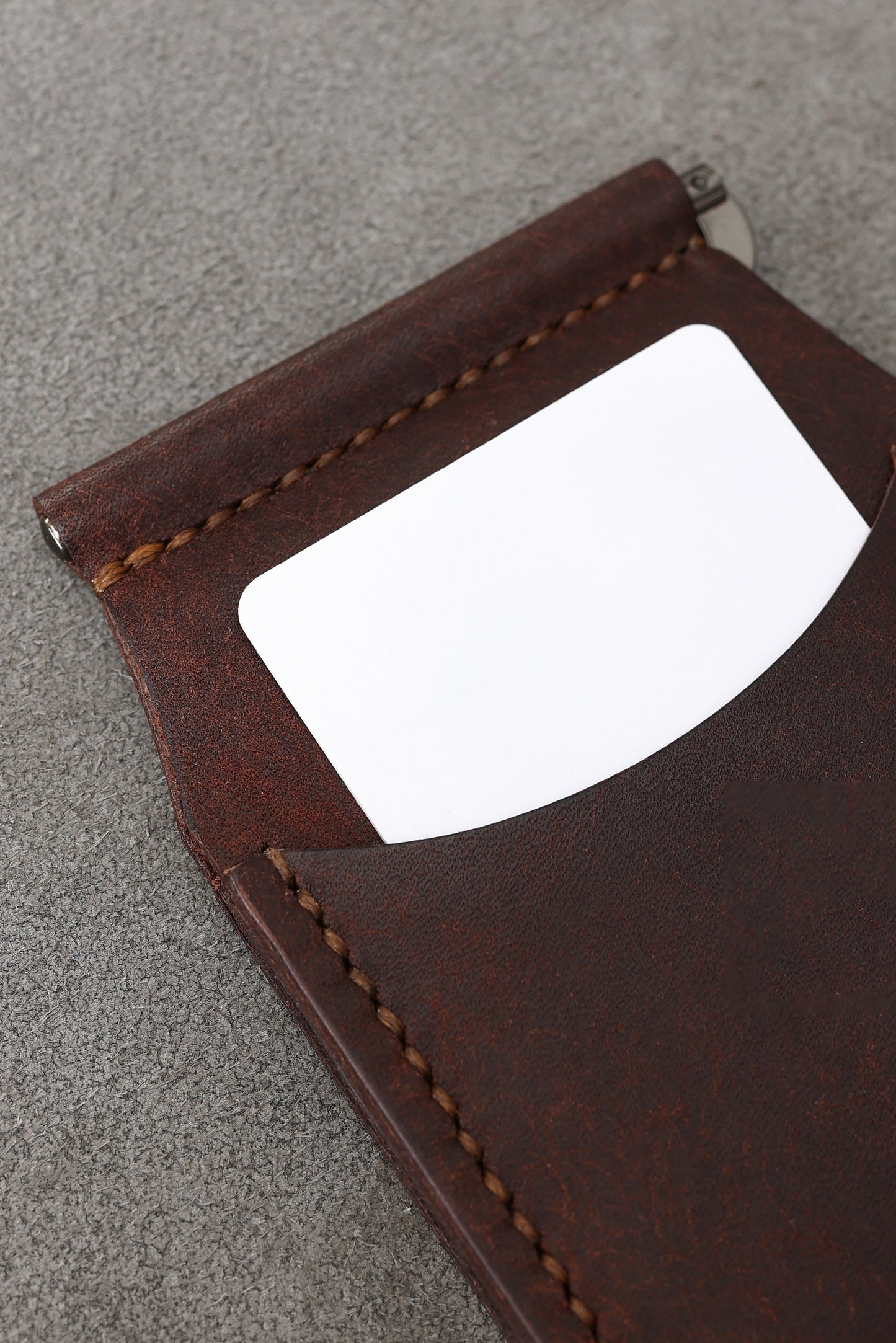 Para Klipsli Kahverengi Deri Cüzdan